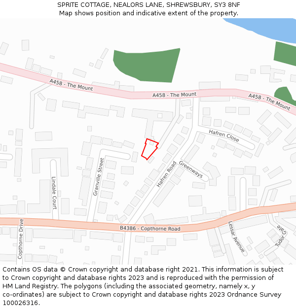 SPRITE COTTAGE, NEALORS LANE, SHREWSBURY, SY3 8NF: Location map and indicative extent of plot