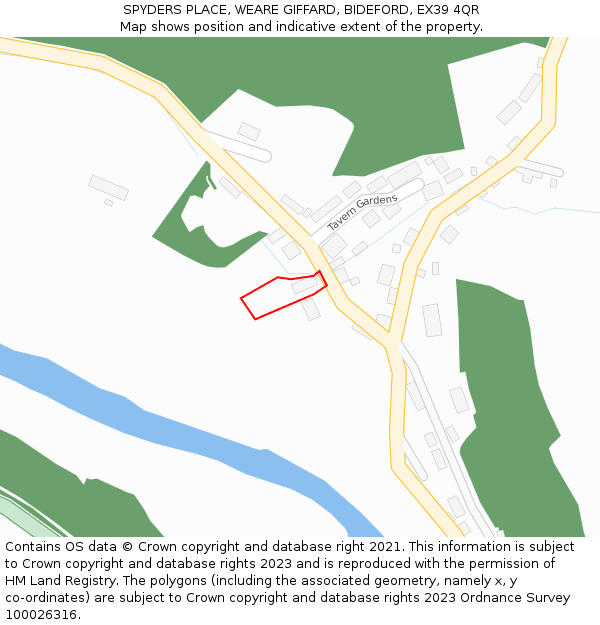 SPYDERS PLACE, WEARE GIFFARD, BIDEFORD, EX39 4QR: Location map and indicative extent of plot