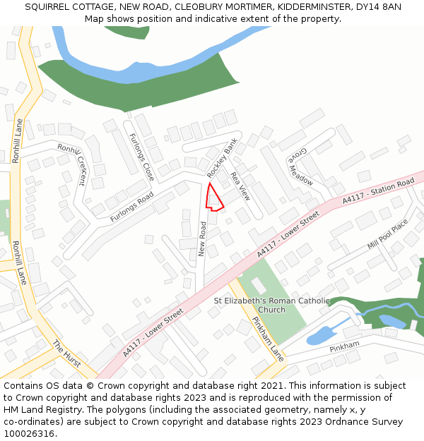 SQUIRREL COTTAGE, NEW ROAD, CLEOBURY MORTIMER, KIDDERMINSTER, DY14 8AN: Location map and indicative extent of plot