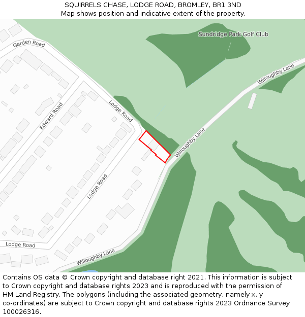 SQUIRRELS CHASE, LODGE ROAD, BROMLEY, BR1 3ND: Location map and indicative extent of plot