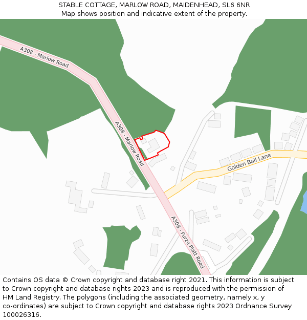 STABLE COTTAGE, MARLOW ROAD, MAIDENHEAD, SL6 6NR: Location map and indicative extent of plot