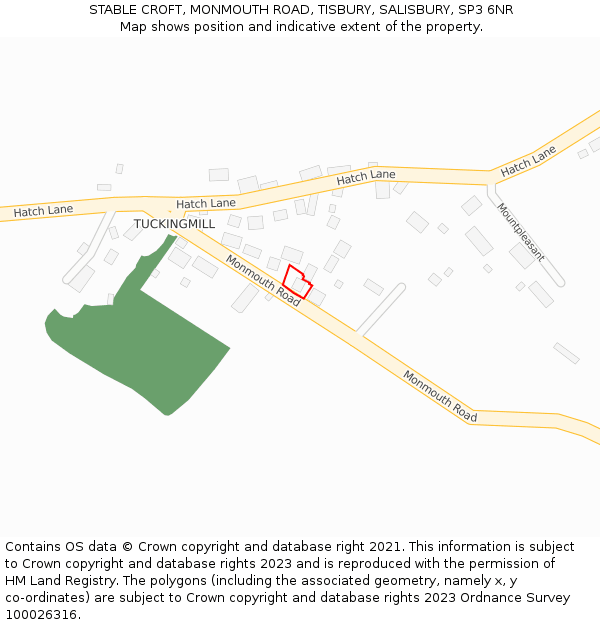 STABLE CROFT, MONMOUTH ROAD, TISBURY, SALISBURY, SP3 6NR: Location map and indicative extent of plot