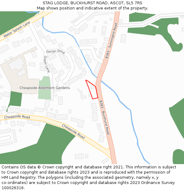STAG LODGE, BUCKHURST ROAD, ASCOT, SL5 7RS: Location map and indicative extent of plot