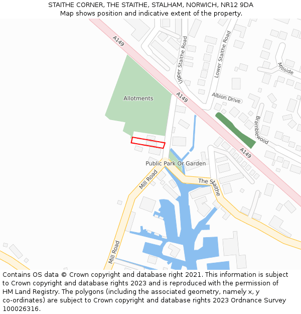 STAITHE CORNER, THE STAITHE, STALHAM, NORWICH, NR12 9DA: Location map and indicative extent of plot