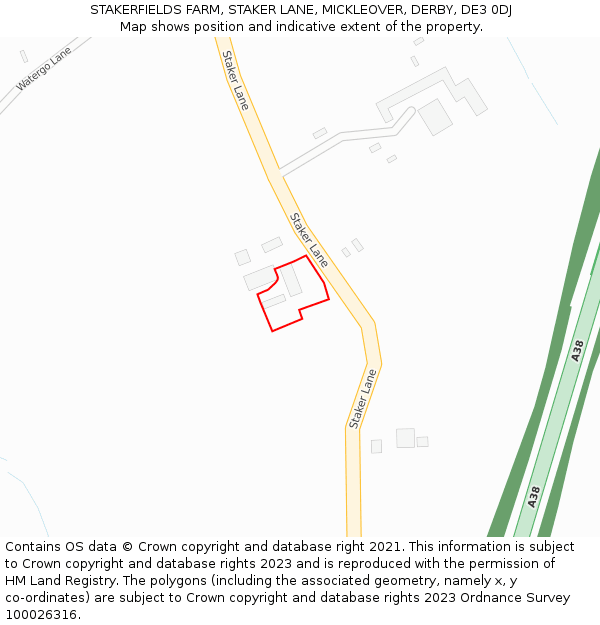 STAKERFIELDS FARM, STAKER LANE, MICKLEOVER, DERBY, DE3 0DJ: Location map and indicative extent of plot