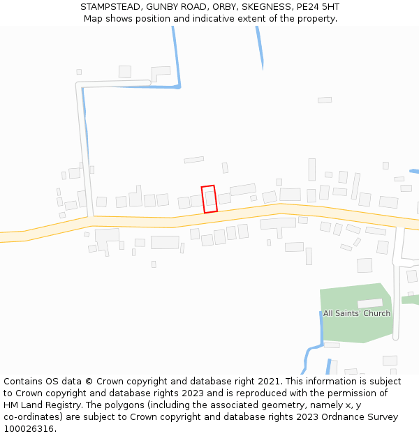 STAMPSTEAD, GUNBY ROAD, ORBY, SKEGNESS, PE24 5HT: Location map and indicative extent of plot