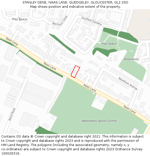 STANLEY DENE, NAAS LANE, QUEDGELEY, GLOUCESTER, GL2 2SD: Location map and indicative extent of plot