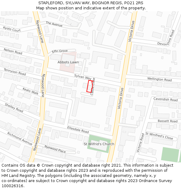 STAPLEFORD, SYLVAN WAY, BOGNOR REGIS, PO21 2RS: Location map and indicative extent of plot