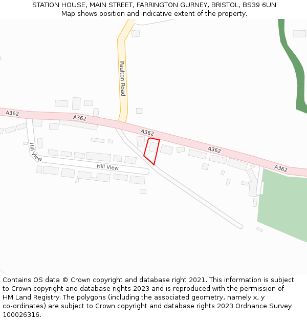 STATION HOUSE, MAIN STREET, FARRINGTON GURNEY, BRISTOL, BS39 6UN: Location map and indicative extent of plot
