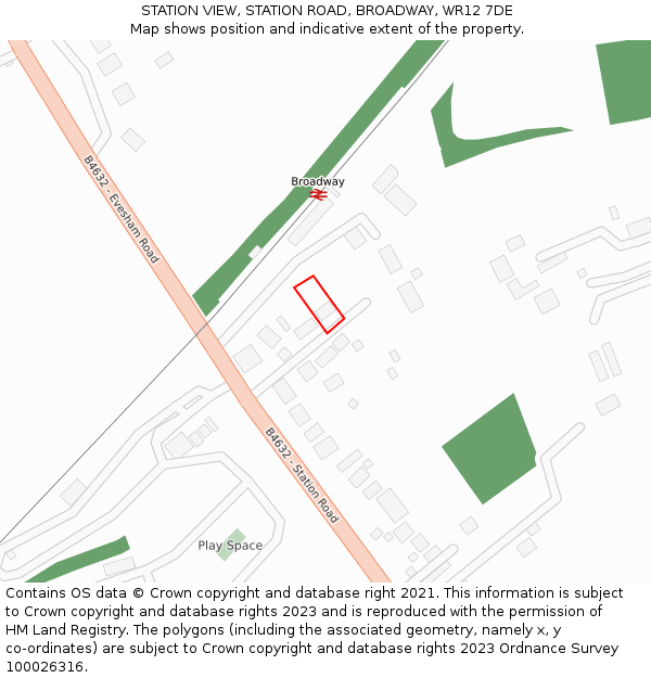 STATION VIEW, STATION ROAD, BROADWAY, WR12 7DE: Location map and indicative extent of plot