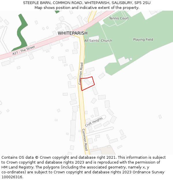 STEEPLE BARN, COMMON ROAD, WHITEPARISH, SALISBURY, SP5 2SU: Location map and indicative extent of plot