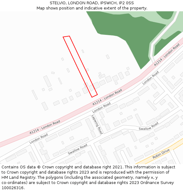 STELVIO, LONDON ROAD, IPSWICH, IP2 0SS: Location map and indicative extent of plot