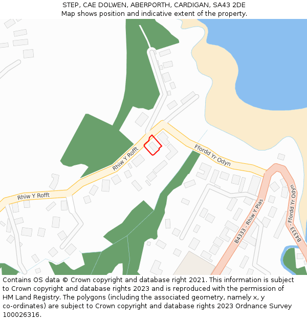 STEP, CAE DOLWEN, ABERPORTH, CARDIGAN, SA43 2DE: Location map and indicative extent of plot
