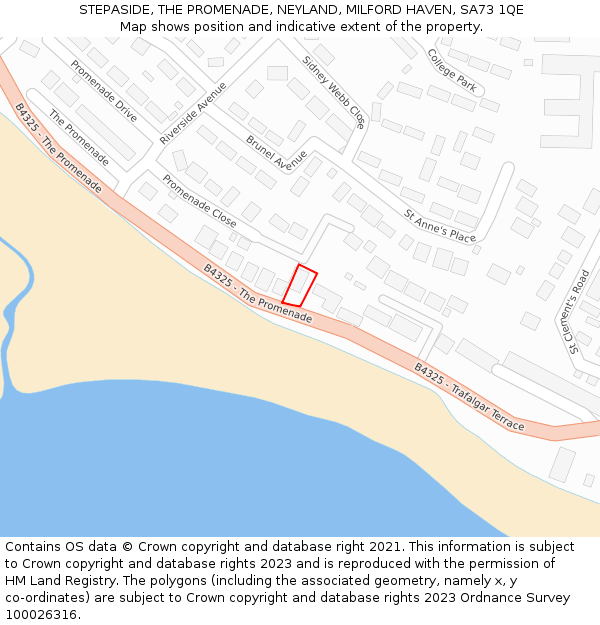 STEPASIDE, THE PROMENADE, NEYLAND, MILFORD HAVEN, SA73 1QE: Location map and indicative extent of plot