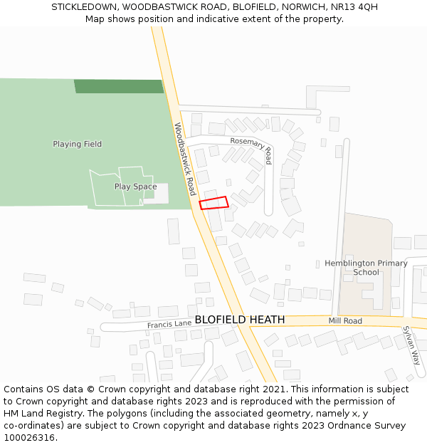 STICKLEDOWN, WOODBASTWICK ROAD, BLOFIELD, NORWICH, NR13 4QH: Location map and indicative extent of plot
