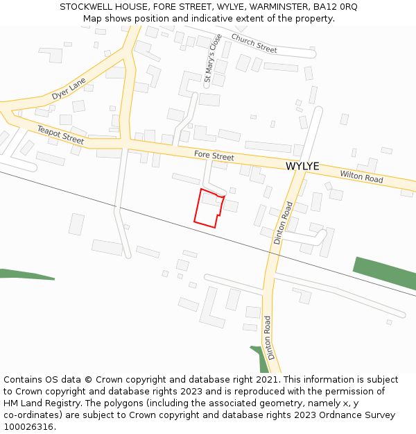 STOCKWELL HOUSE, FORE STREET, WYLYE, WARMINSTER, BA12 0RQ: Location map and indicative extent of plot
