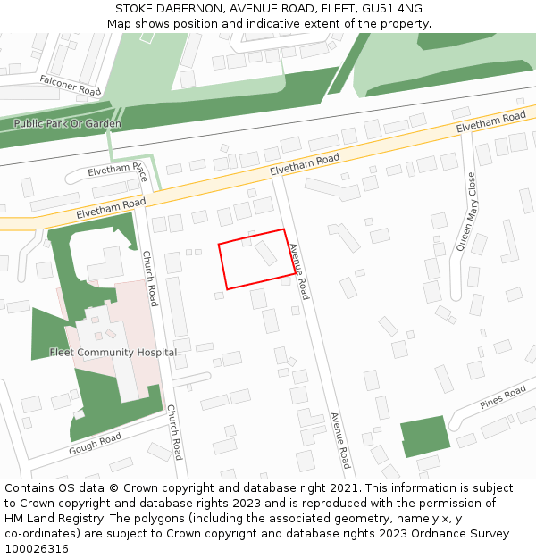STOKE DABERNON, AVENUE ROAD, FLEET, GU51 4NG: Location map and indicative extent of plot