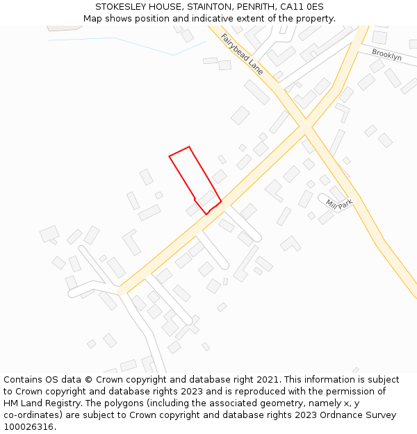 STOKESLEY HOUSE, STAINTON, PENRITH, CA11 0ES: Location map and indicative extent of plot