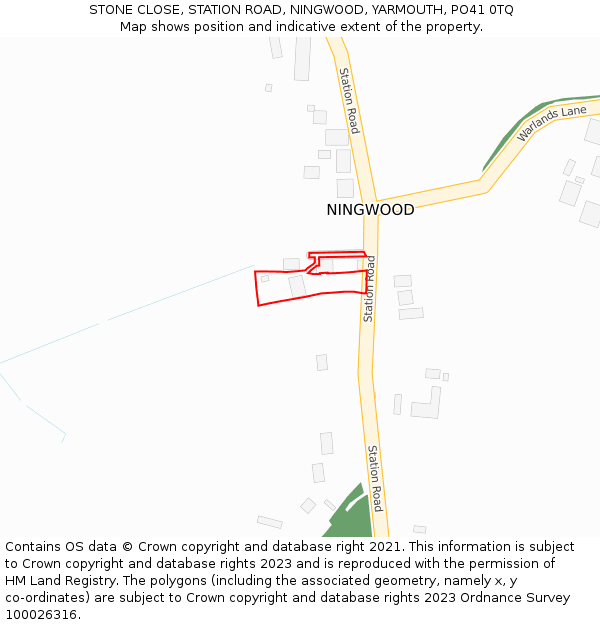 STONE CLOSE, STATION ROAD, NINGWOOD, YARMOUTH, PO41 0TQ: Location map and indicative extent of plot