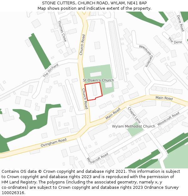 STONE CUTTERS, CHURCH ROAD, WYLAM, NE41 8AP: Location map and indicative extent of plot