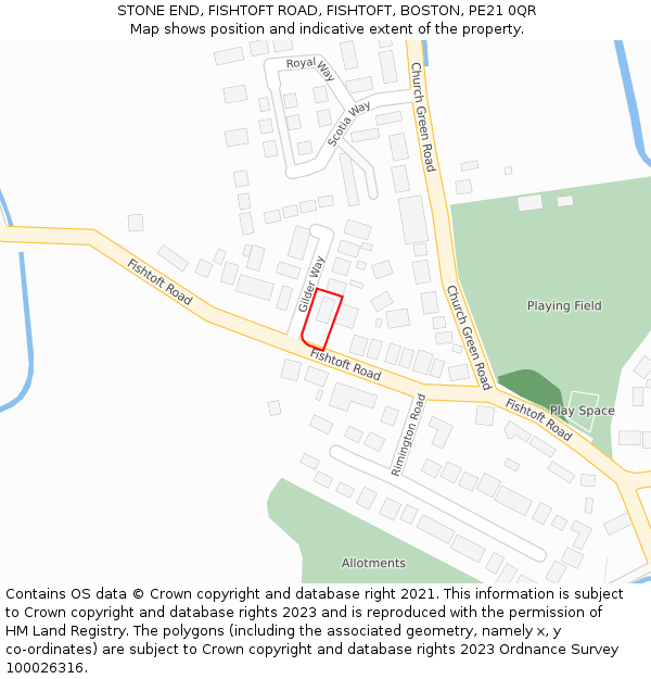 STONE END, FISHTOFT ROAD, FISHTOFT, BOSTON, PE21 0QR: Location map and indicative extent of plot