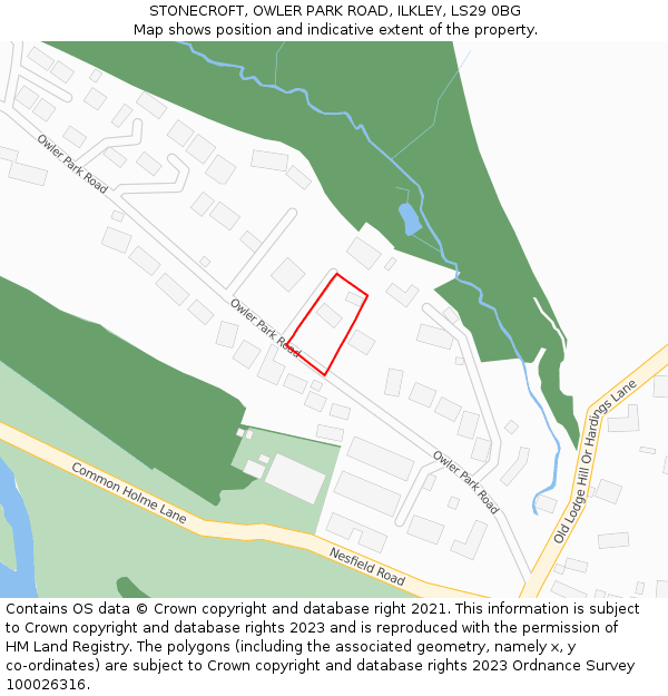 STONECROFT, OWLER PARK ROAD, ILKLEY, LS29 0BG: Location map and indicative extent of plot