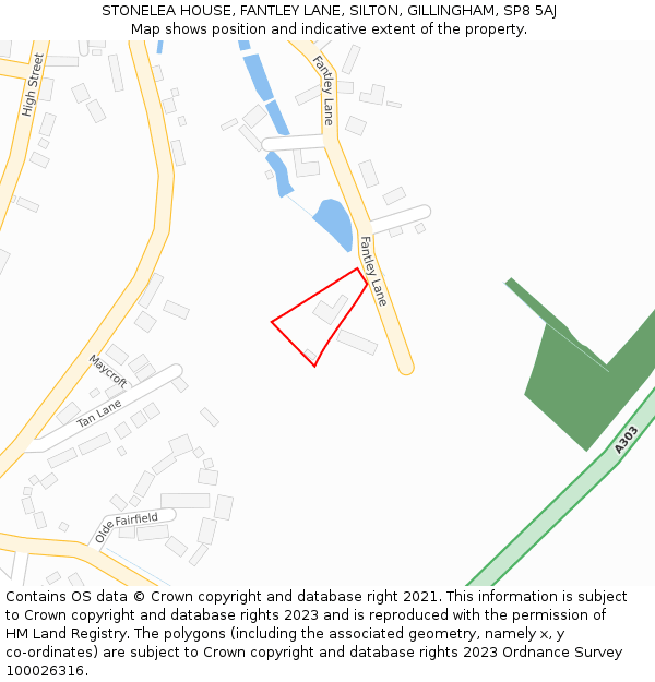 STONELEA HOUSE, FANTLEY LANE, SILTON, GILLINGHAM, SP8 5AJ: Location map and indicative extent of plot