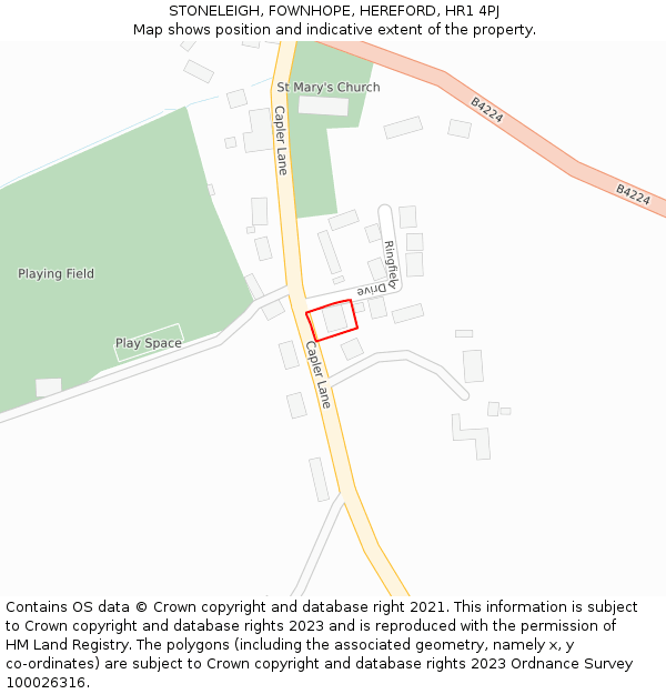 STONELEIGH, FOWNHOPE, HEREFORD, HR1 4PJ: Location map and indicative extent of plot
