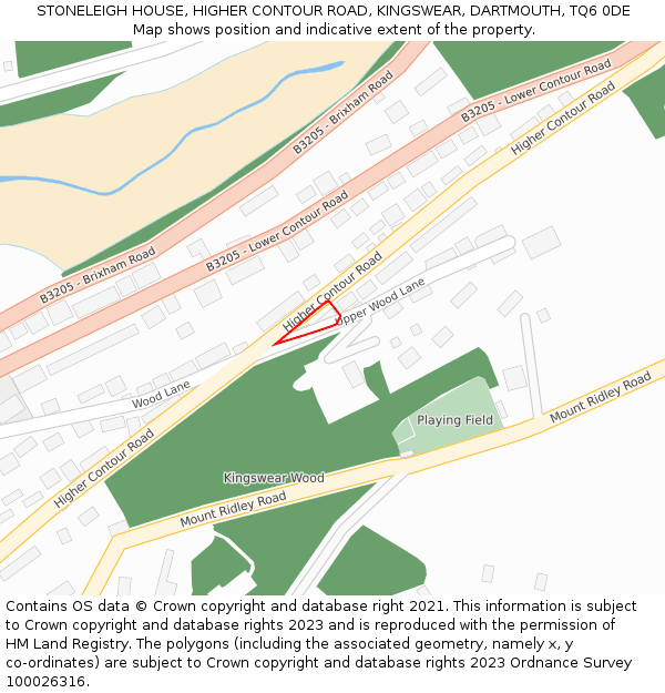 STONELEIGH HOUSE, HIGHER CONTOUR ROAD, KINGSWEAR, DARTMOUTH, TQ6 0DE: Location map and indicative extent of plot