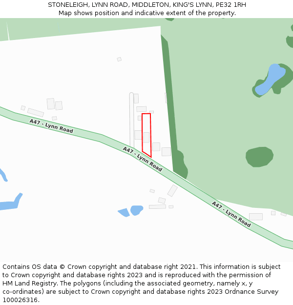 STONELEIGH, LYNN ROAD, MIDDLETON, KING'S LYNN, PE32 1RH: Location map and indicative extent of plot