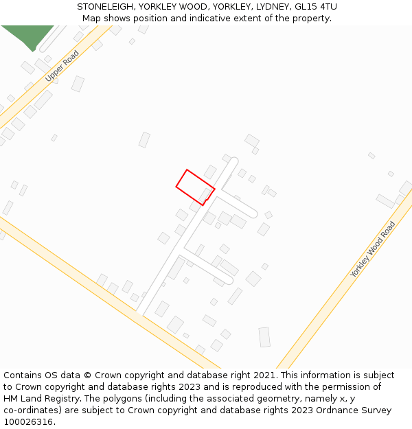 STONELEIGH, YORKLEY WOOD, YORKLEY, LYDNEY, GL15 4TU: Location map and indicative extent of plot