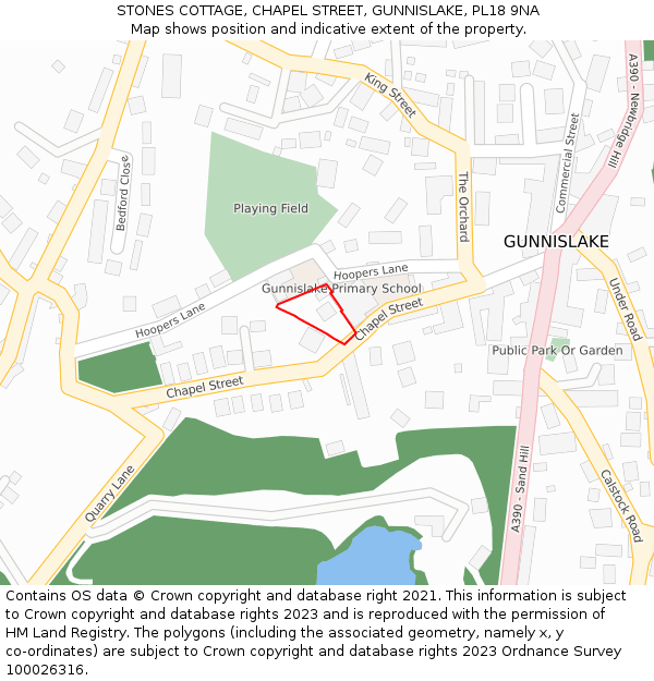 STONES COTTAGE, CHAPEL STREET, GUNNISLAKE, PL18 9NA: Location map and indicative extent of plot