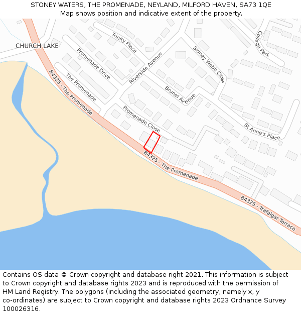 STONEY WATERS, THE PROMENADE, NEYLAND, MILFORD HAVEN, SA73 1QE: Location map and indicative extent of plot