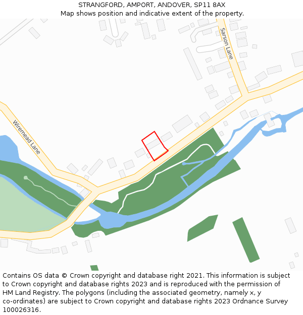 STRANGFORD, AMPORT, ANDOVER, SP11 8AX: Location map and indicative extent of plot
