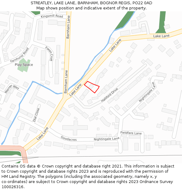 STREATLEY, LAKE LANE, BARNHAM, BOGNOR REGIS, PO22 0AD: Location map and indicative extent of plot