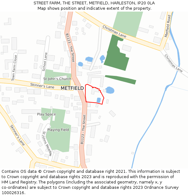 STREET FARM, THE STREET, METFIELD, HARLESTON, IP20 0LA: Location map and indicative extent of plot