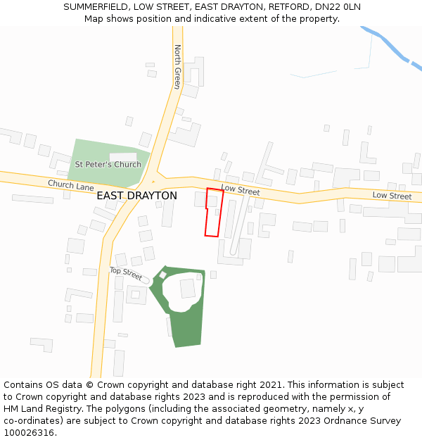 SUMMERFIELD, LOW STREET, EAST DRAYTON, RETFORD, DN22 0LN: Location map and indicative extent of plot