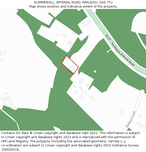 SUMMERHILL, ARTERIAL ROAD, RAYLEIGH, SS6 7TU: Location map and indicative extent of plot
