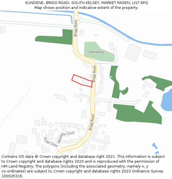 SUNDENE, BRIGG ROAD, SOUTH KELSEY, MARKET RASEN, LN7 6PQ: Location map and indicative extent of plot