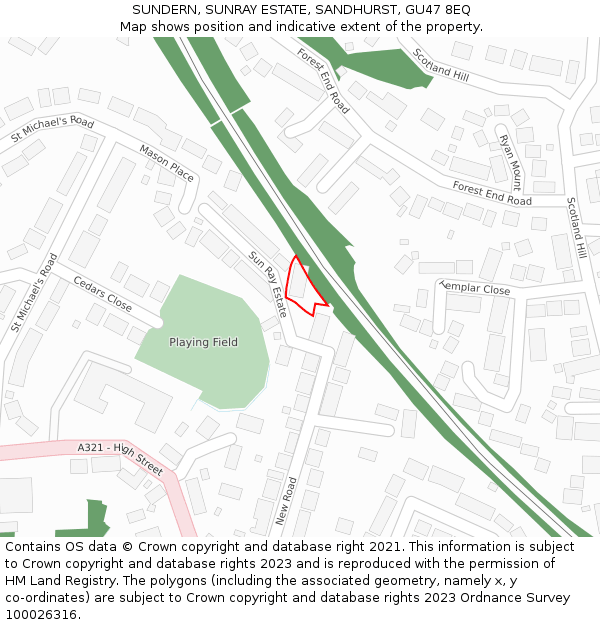 SUNDERN, SUNRAY ESTATE, SANDHURST, GU47 8EQ: Location map and indicative extent of plot