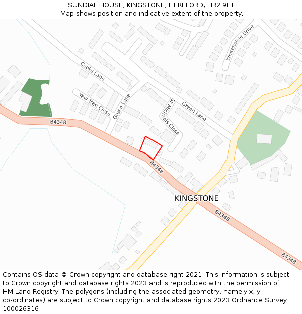 SUNDIAL HOUSE, KINGSTONE, HEREFORD, HR2 9HE: Location map and indicative extent of plot