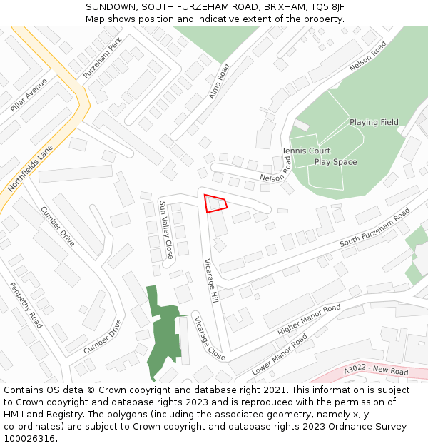 SUNDOWN, SOUTH FURZEHAM ROAD, BRIXHAM, TQ5 8JF: Location map and indicative extent of plot