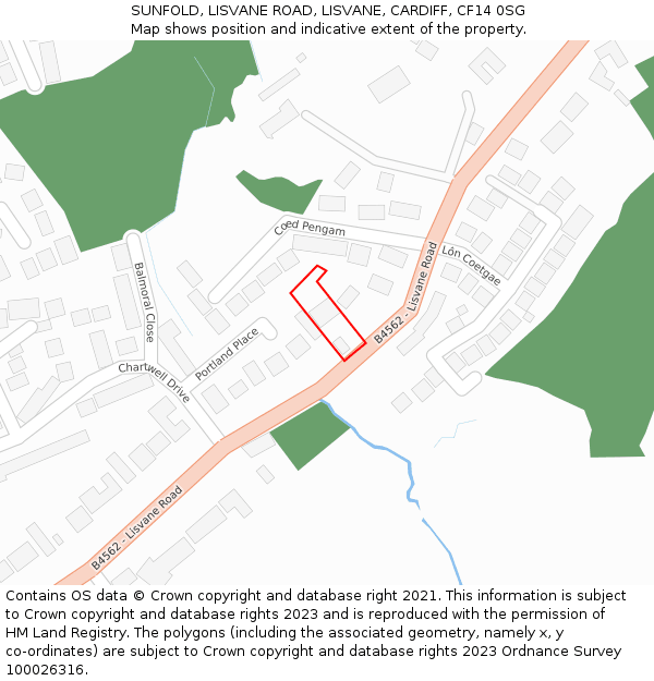 SUNFOLD, LISVANE ROAD, LISVANE, CARDIFF, CF14 0SG: Location map and indicative extent of plot