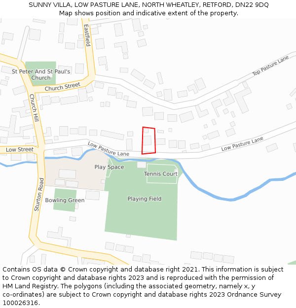 SUNNY VILLA, LOW PASTURE LANE, NORTH WHEATLEY, RETFORD, DN22 9DQ: Location map and indicative extent of plot