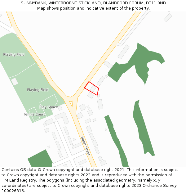 SUNNYBANK, WINTERBORNE STICKLAND, BLANDFORD FORUM, DT11 0NB: Location map and indicative extent of plot