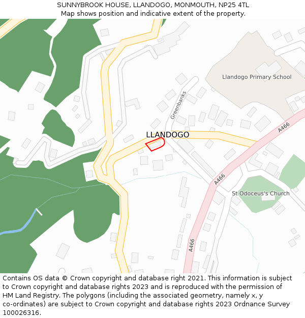 SUNNYBROOK HOUSE, LLANDOGO, MONMOUTH, NP25 4TL: Location map and indicative extent of plot