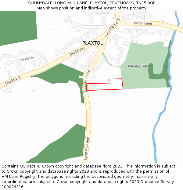 SUNNYDALE, LONG MILL LANE, PLAXTOL, SEVENOAKS, TN15 0QR: Location map and indicative extent of plot