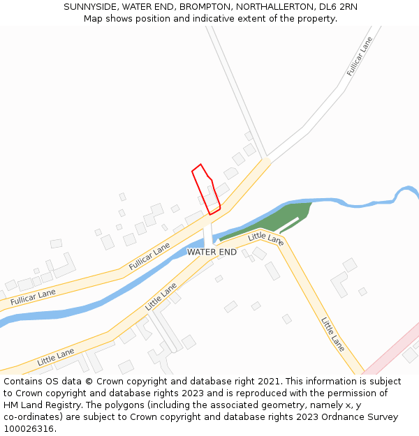 SUNNYSIDE, WATER END, BROMPTON, NORTHALLERTON, DL6 2RN: Location map and indicative extent of plot