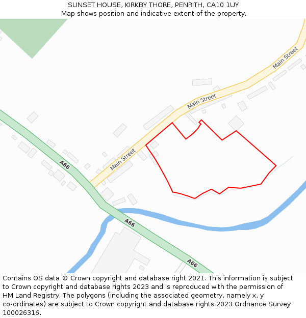 SUNSET HOUSE, KIRKBY THORE, PENRITH, CA10 1UY: Location map and indicative extent of plot