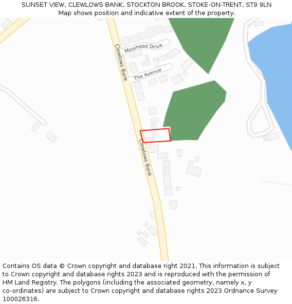 SUNSET VIEW, CLEWLOWS BANK, STOCKTON BROOK, STOKE-ON-TRENT, ST9 9LN: Location map and indicative extent of plot